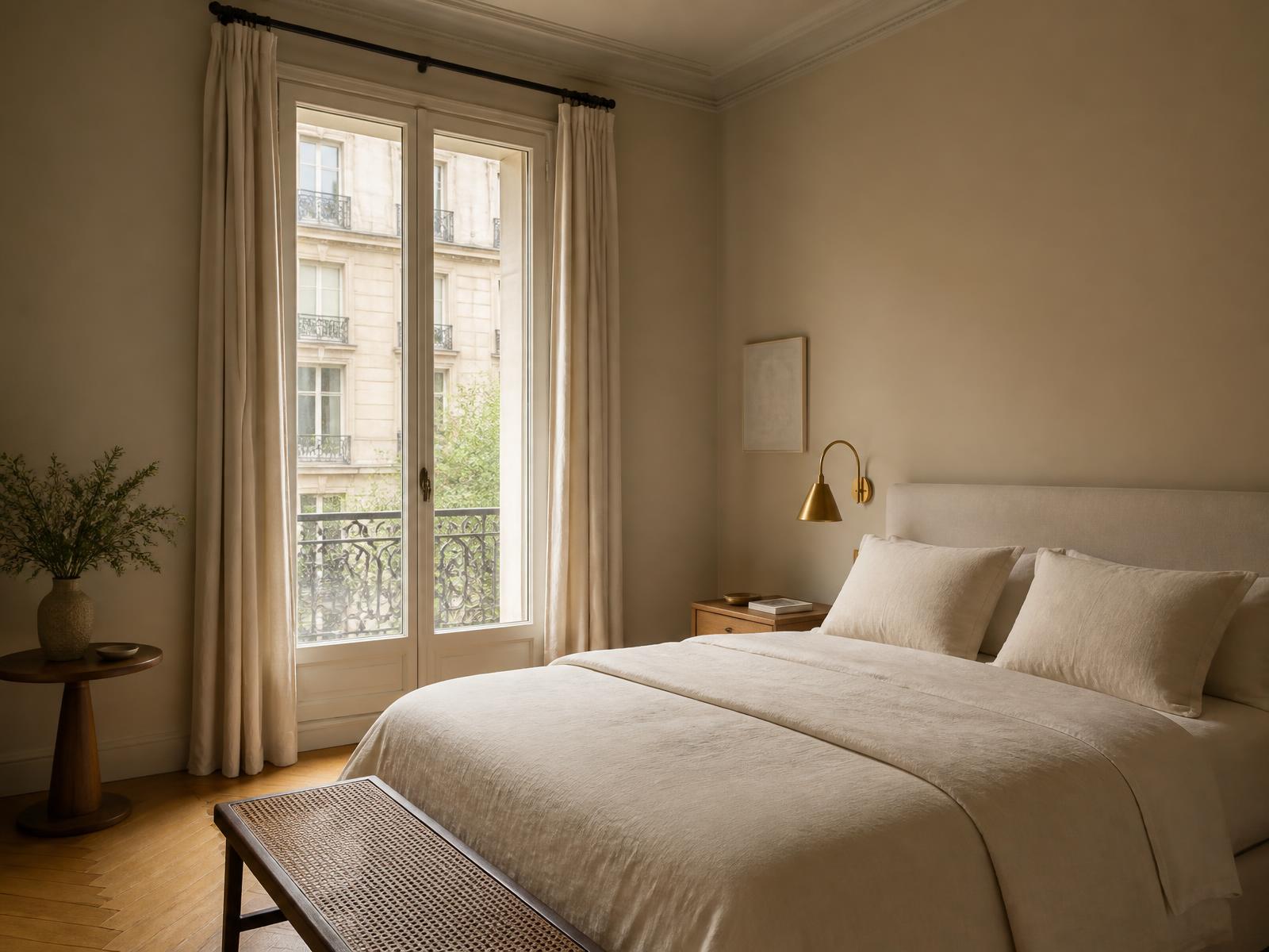 Chambre élégante d’un logement en location courte durée
